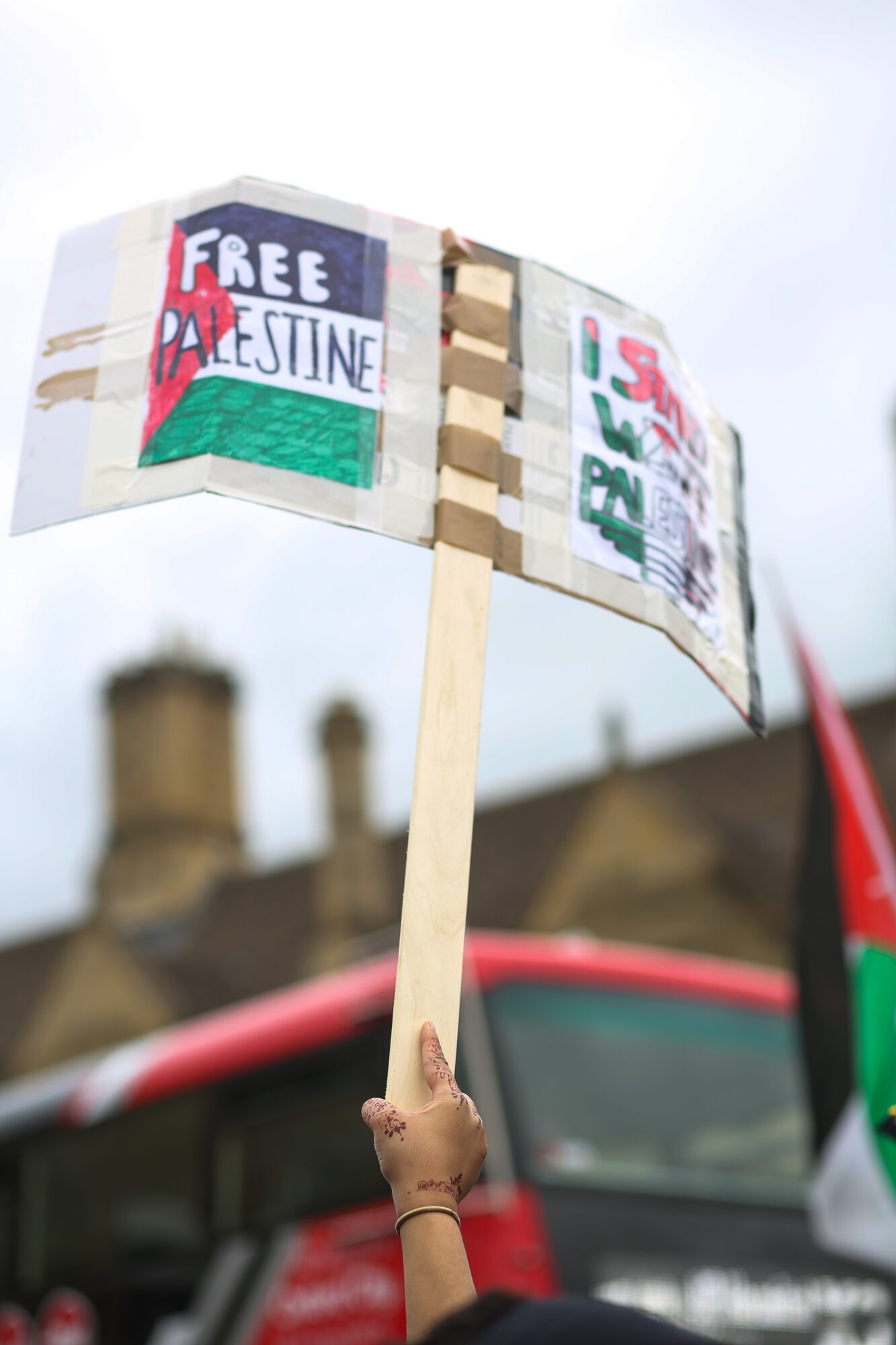 Photo of picket sign from the Solidarity March for Palestine in 2021
