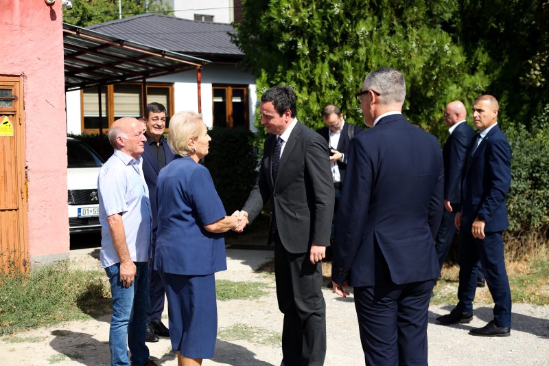 Kosovo Prime Minister Albin Kurti greets Red Cross