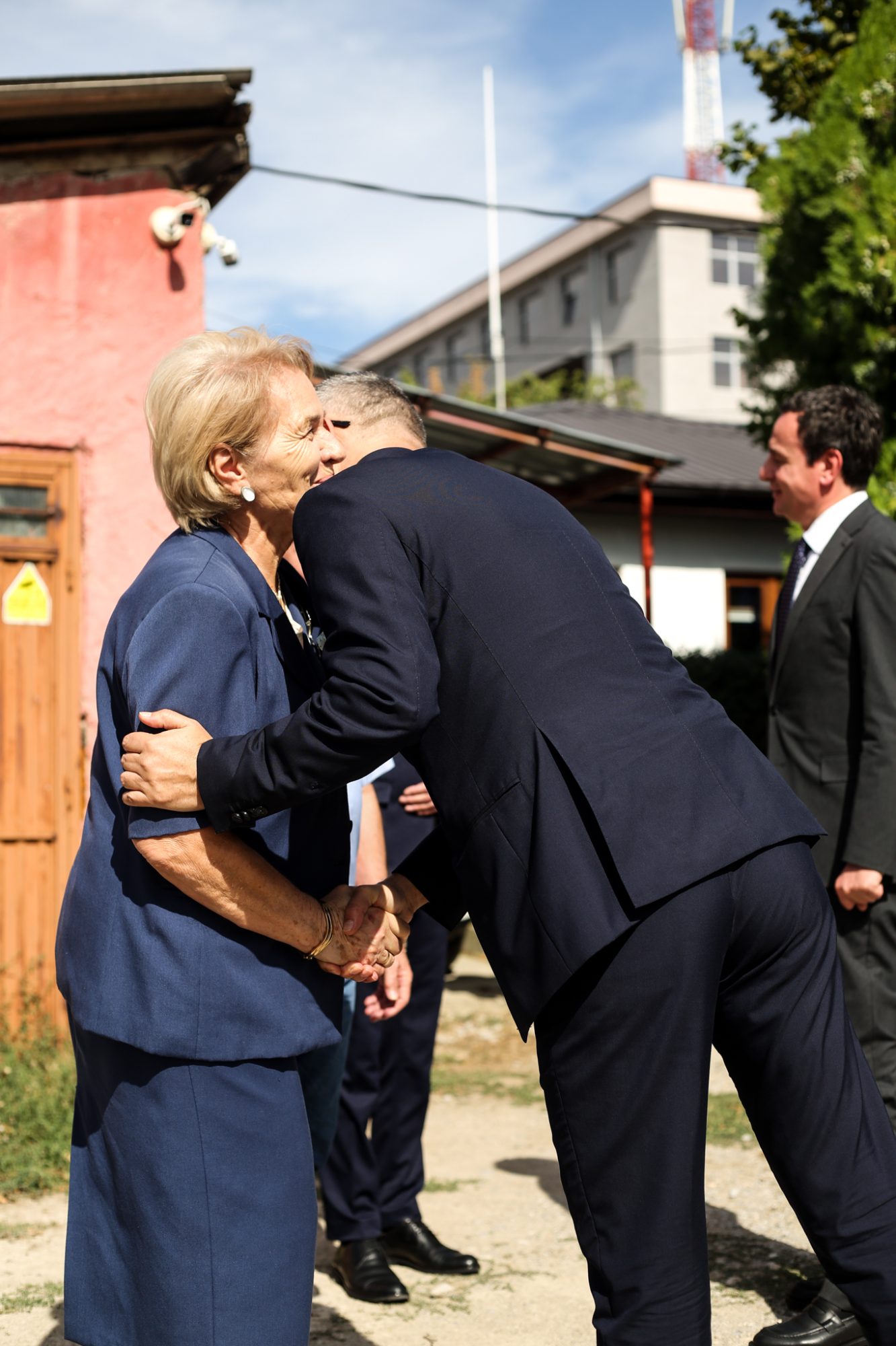 Kosovo Prime Minister Albin Kurti greets Red Cross