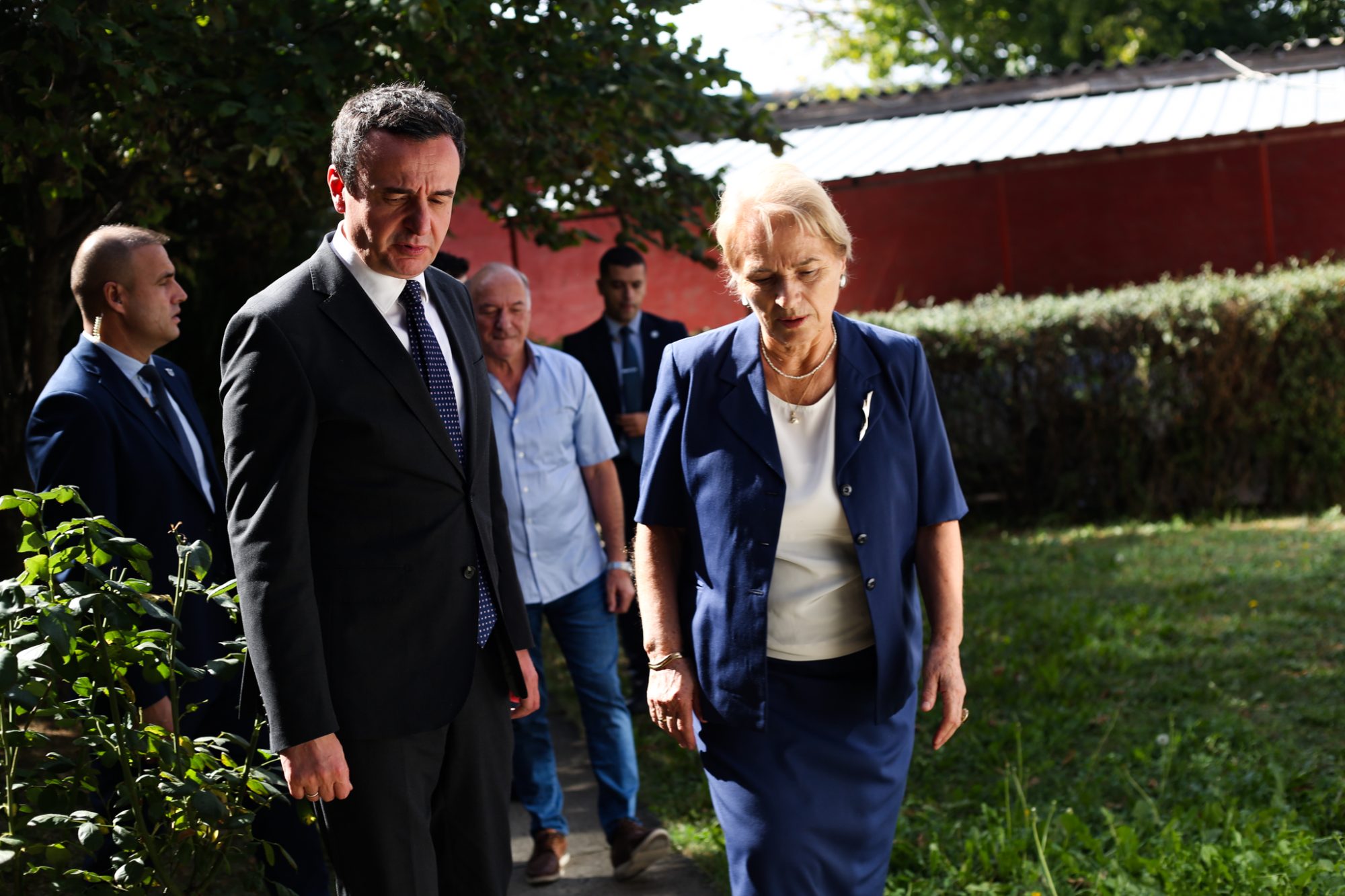 Kosovo Prime Minister Albin Kurti greets Red Cross