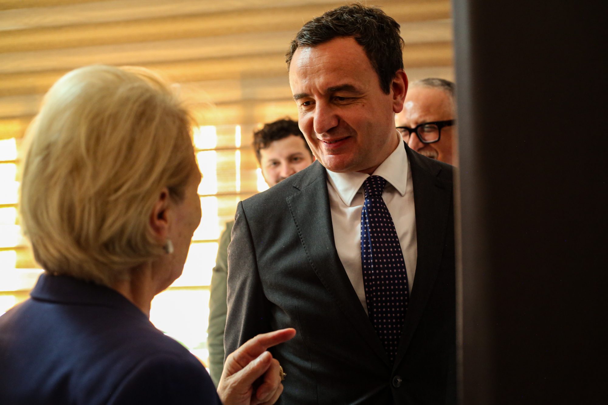 Kosovo Prime Minister Albin Kurti speaks with Red Cross