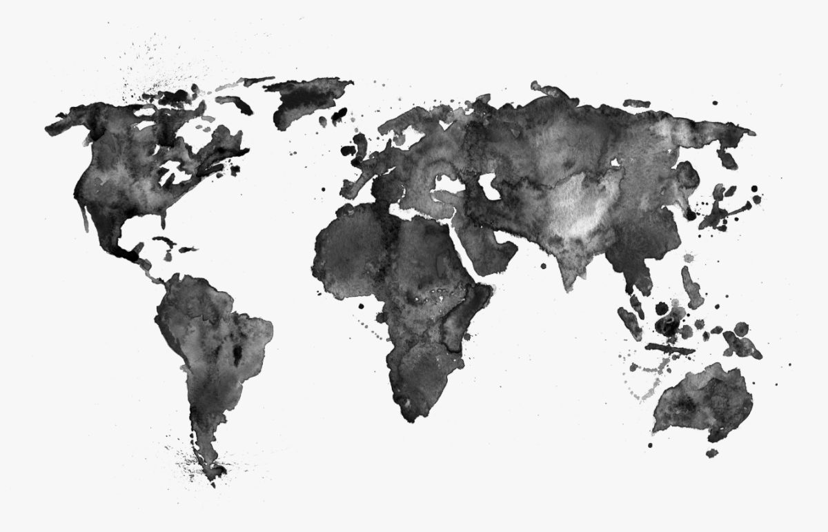 Watercolor of a map of Earth